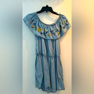 Blue romper with flowers